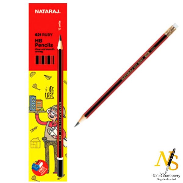 Nataraj 621 Ruby eraser tipped HB pencil